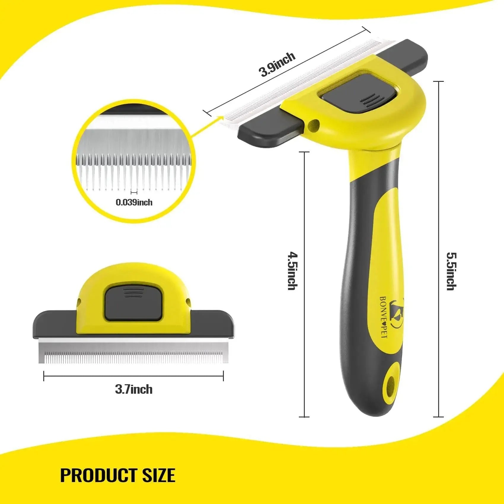 Blue pet grooming comb with stainless steel teeth for dog hair removal and knot untangling