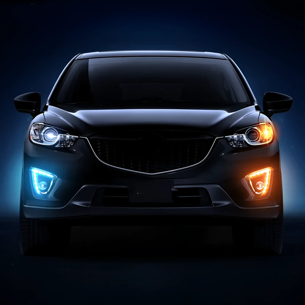 Set of two silver electroplated LED daytime running light bulbs for Mazda CX-5 on 12V voltage