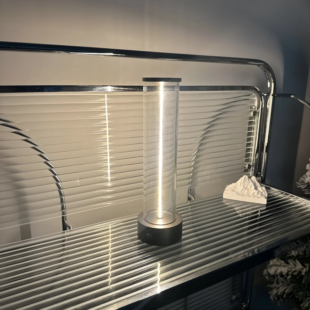 Modern glass LED light strip with magnetic base and USB charging cable