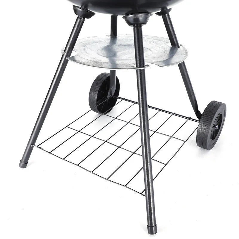 Portable iron barbecue oven with a 14-inch apple stove grill, modern minimalist design.