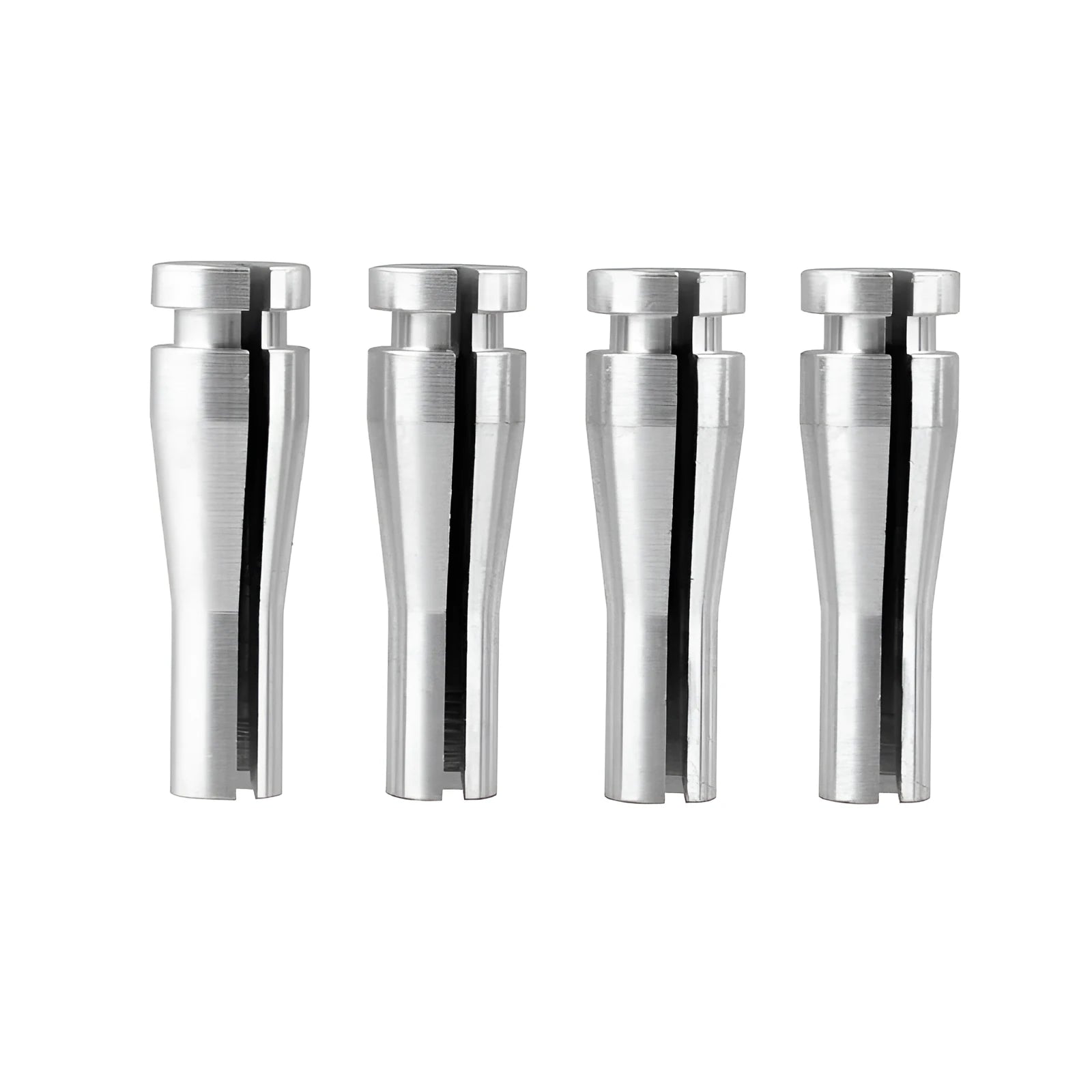 Four silver aluminium automotive repair parts for Ford truck cab rear latch mechanism