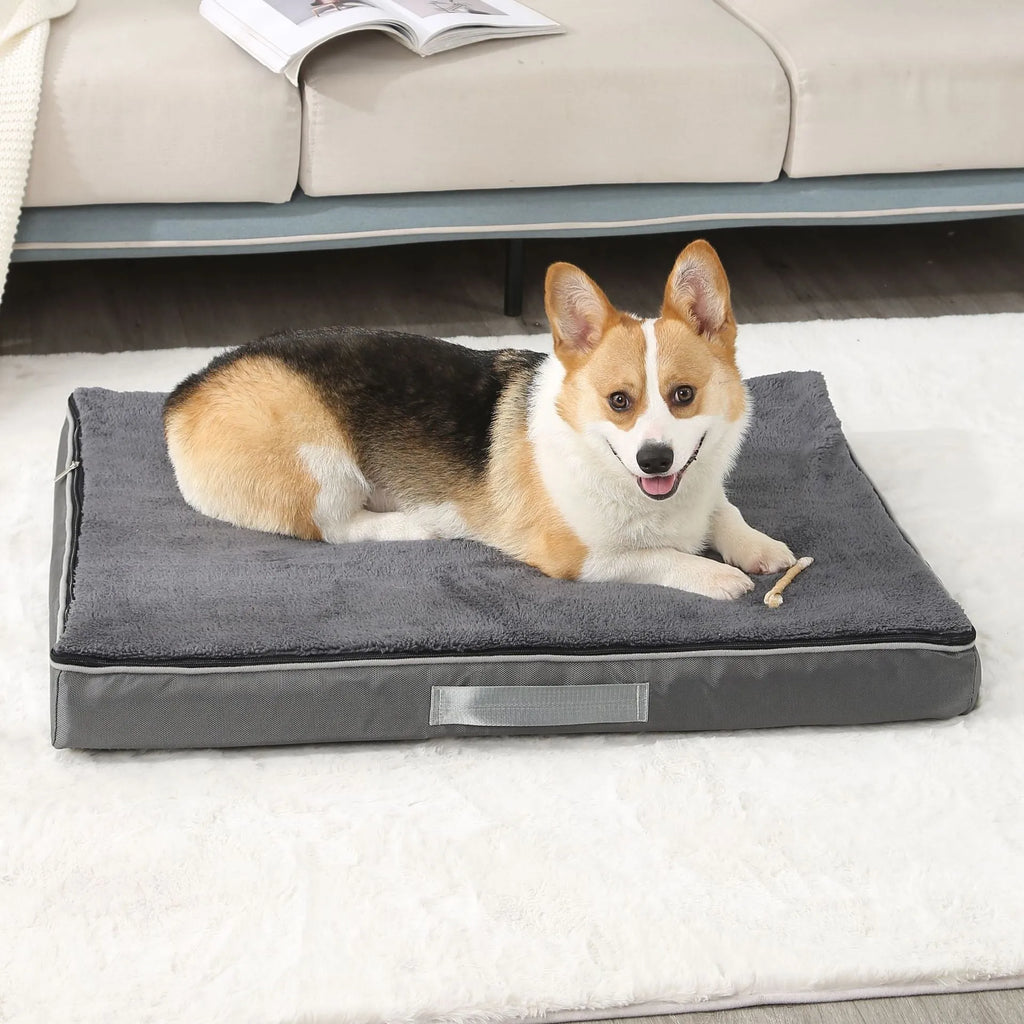 Removable washable memory sponge dog mat in brown colour showing textured shu cotton velvet sponge fabric surface