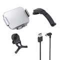Grey on-board wireless charging bracket with folding phone holder, air conditioner clip, and suction cup mount