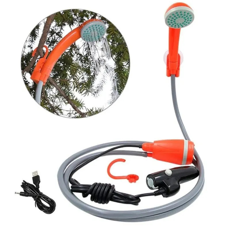 Portable USB wireless vehicle shower with water pipe and cable for outdoor camping use