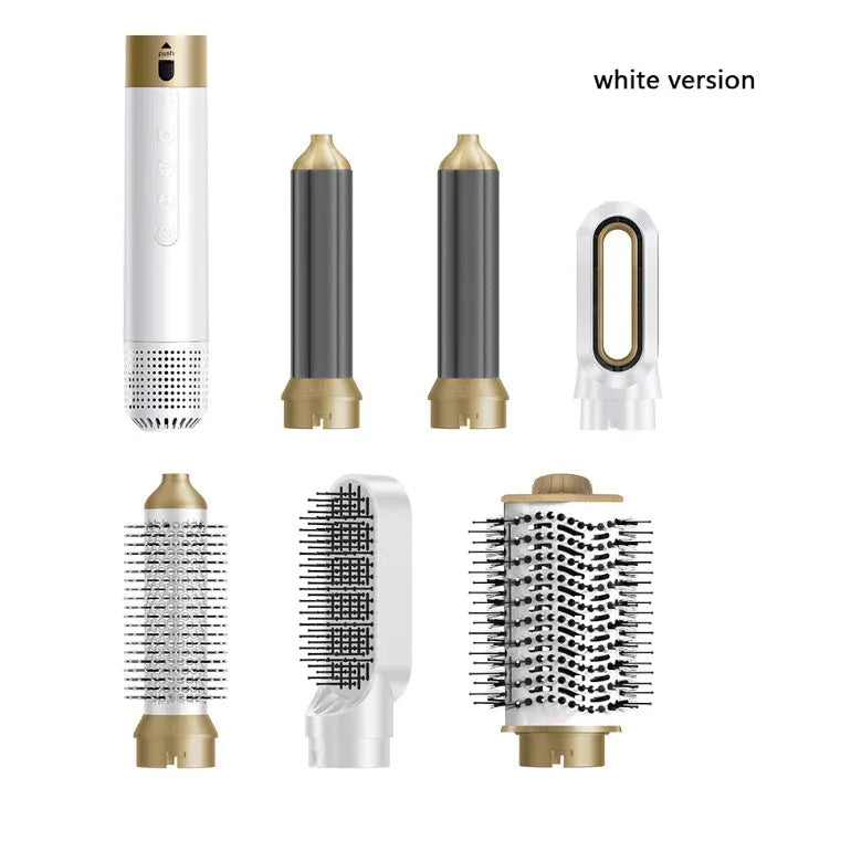 6-in-1 electric hot air comb for curling and straightening hair with leather storage case