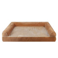 Square dark grey cloth dog bed with sponge core on a wooden floor, showing low-profile design and breathable fabric texture.