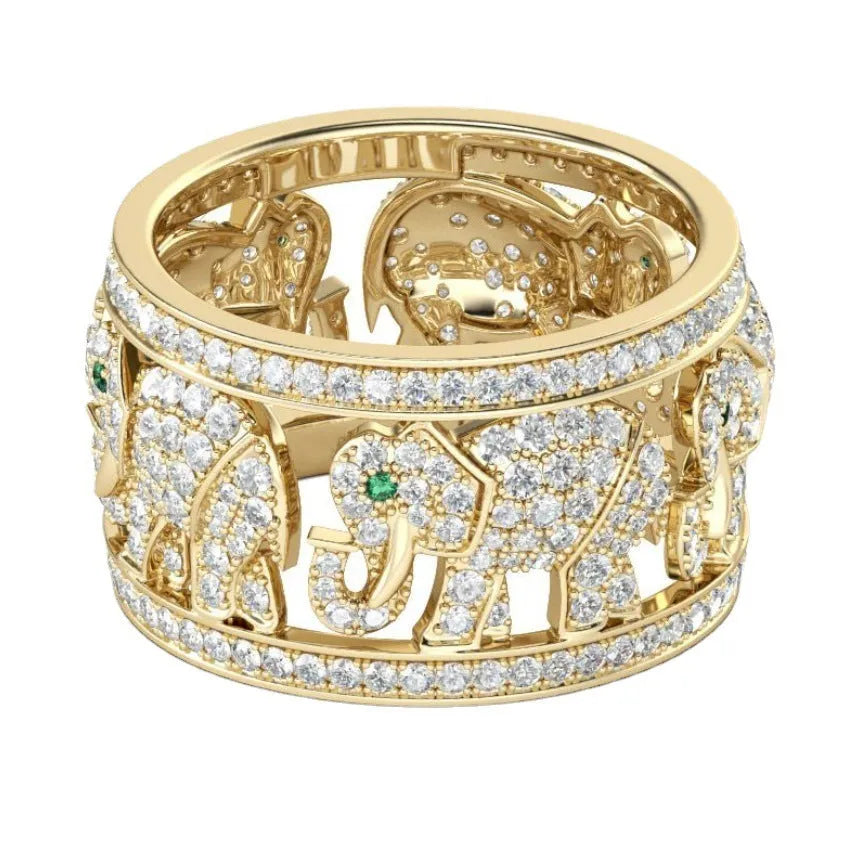 Alloy elephant ring with electroplating in AJZ1935 elephant design or AJZ141 colour, sizes no.6-no.10