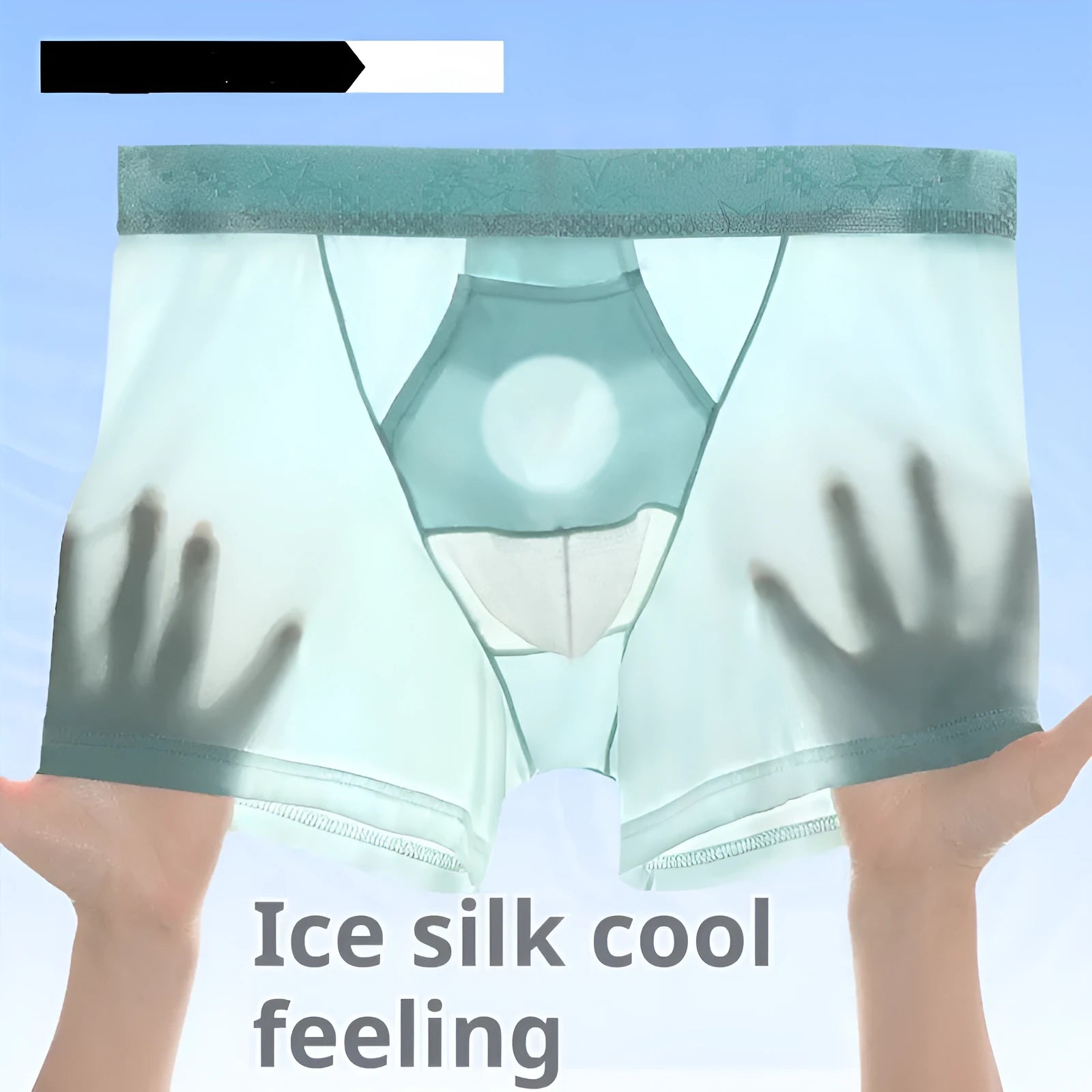 Men's solid colour ice silk nylon sports underwear in boyshorts style with mid waist.