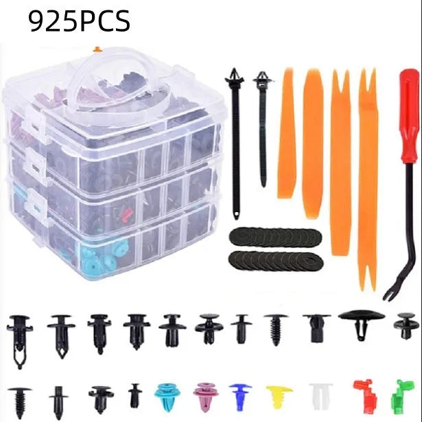 925PCs boxed buckle set with 26 kinds of universal car fasteners and tools