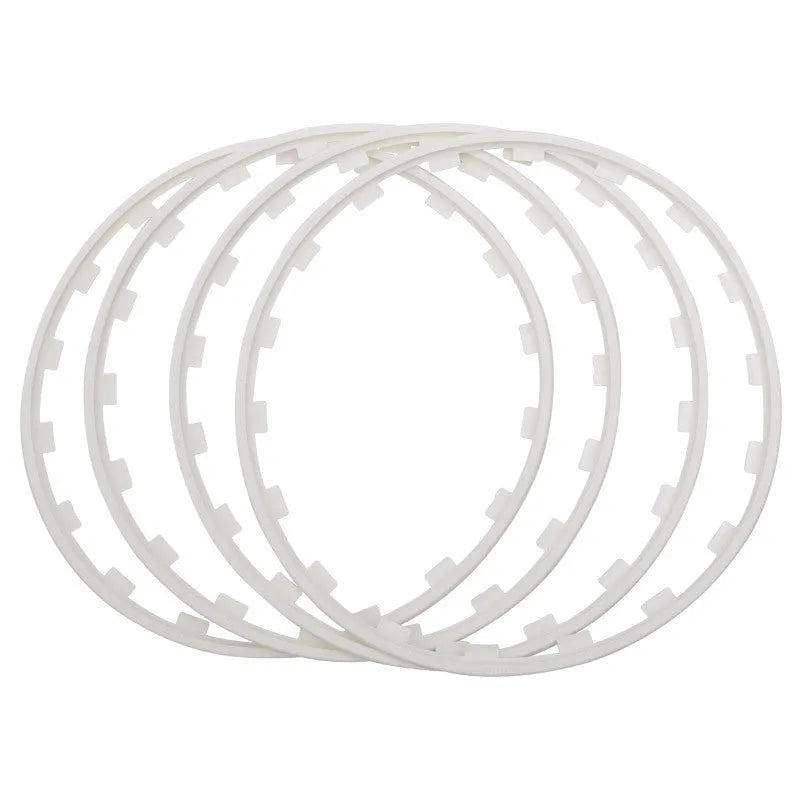 Set of four nylon wheel hub guard circles in multiple colours and sizes for vehicle protection
