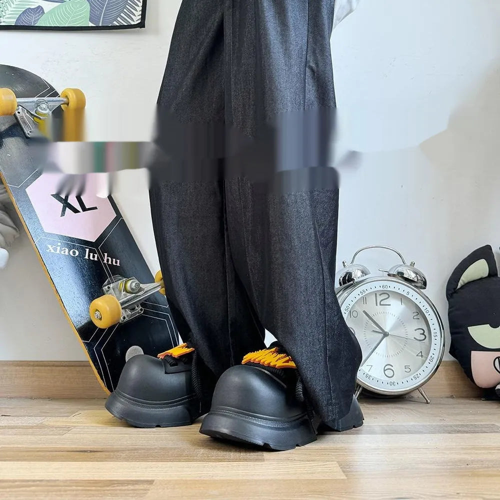 Black Warrior colour thick sole casual shoes for men and women with height increase design.