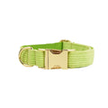 Corduroy dog collar in polyester with ribbed texture shown in various colour options