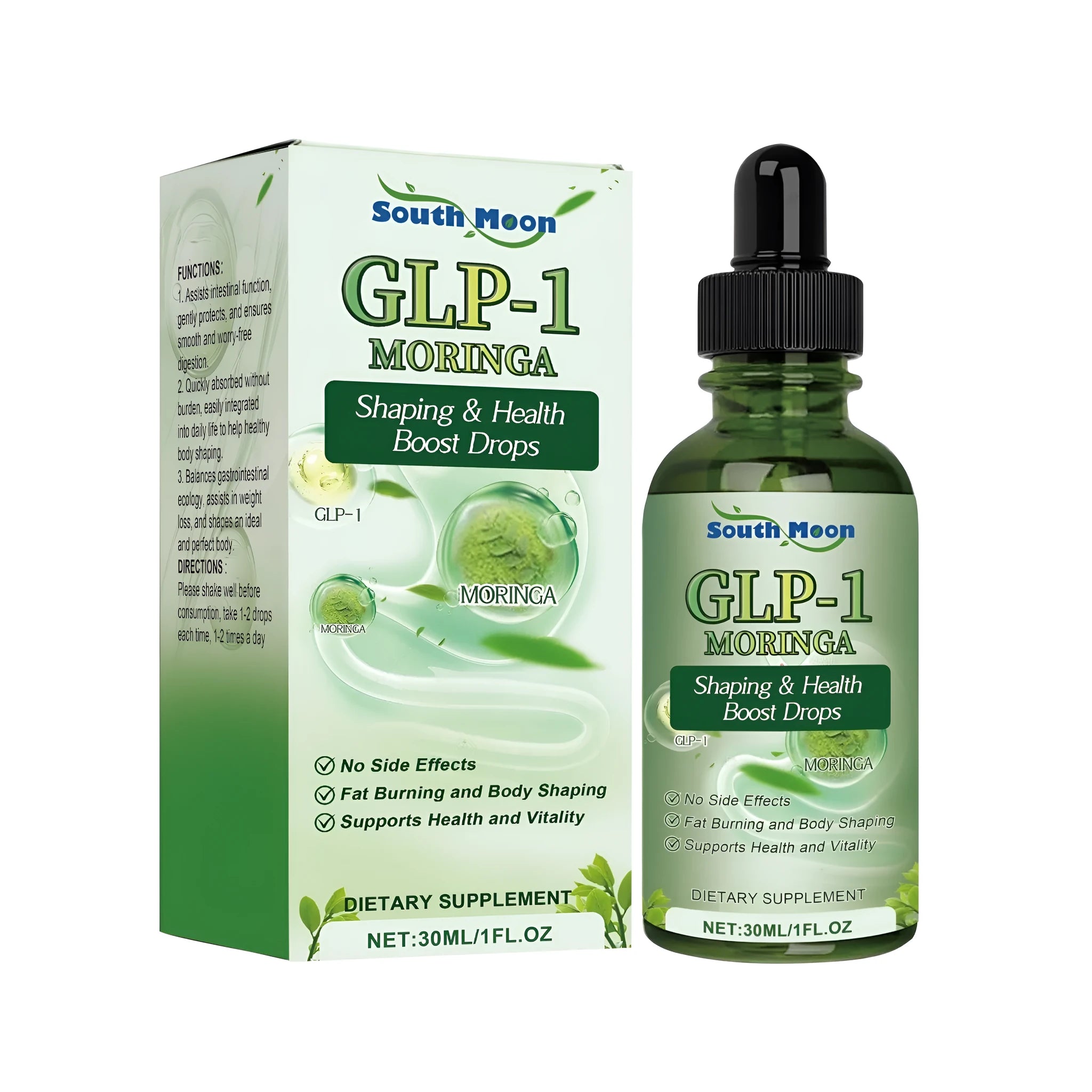 30ml bottle of digestive and body shaping drops liquid supplement with traditional Chinese medicine extract