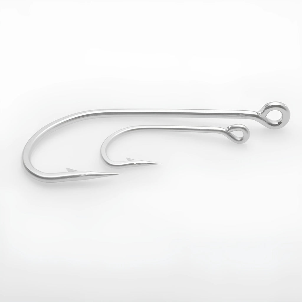 Multi-specification stainless steel alloy sea fishing hooks for ocean boat fishing.