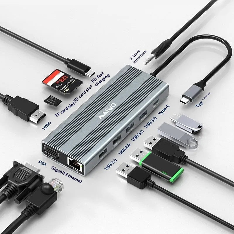 Steam Deck six-in-one aluminium docking station with ports for HDMI, Ethernet, and USB.