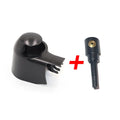 Black plastic rear wiper cover nozzle for Volkswagen Tiguan and Golf cars.