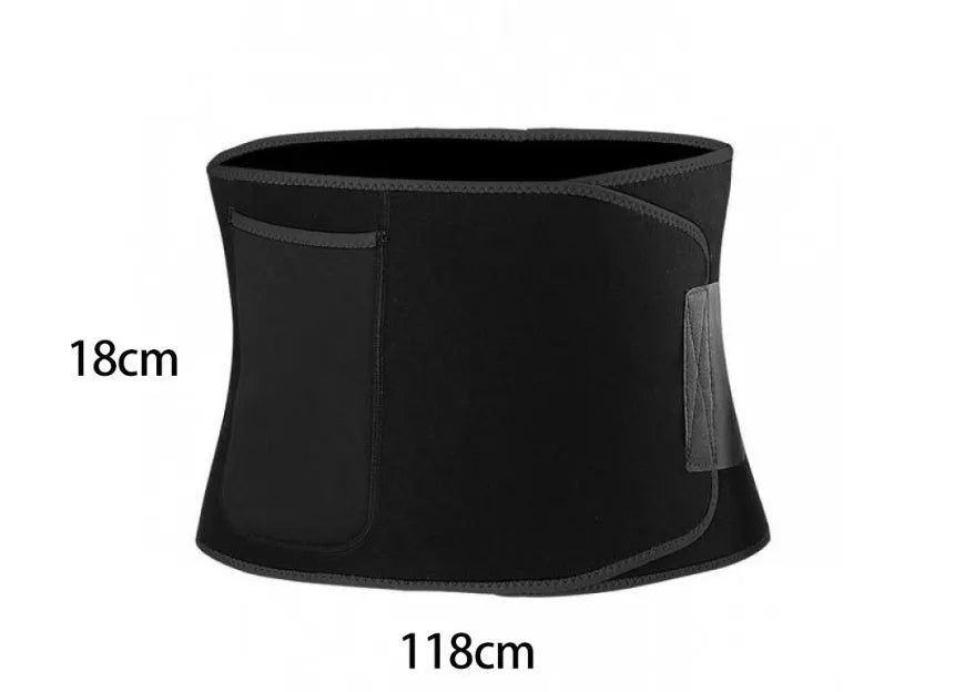 Black waist support belt for yoga and fitness activities providing lumbar protection