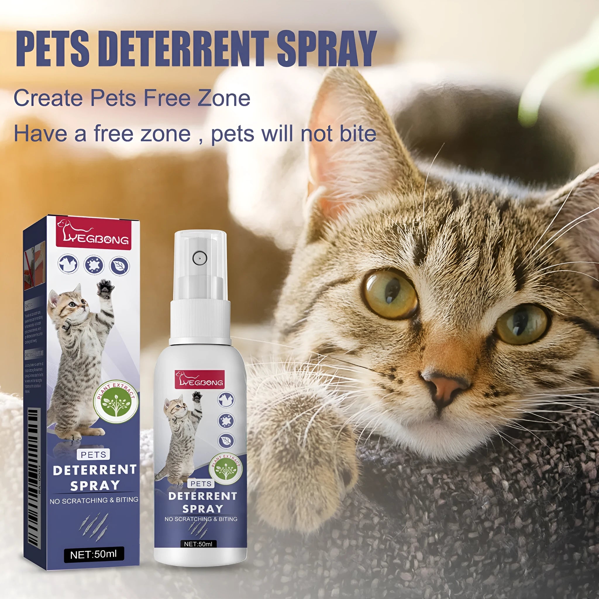 50ml pet deterrent spray bottle for restricting animal access and protecting furniture
