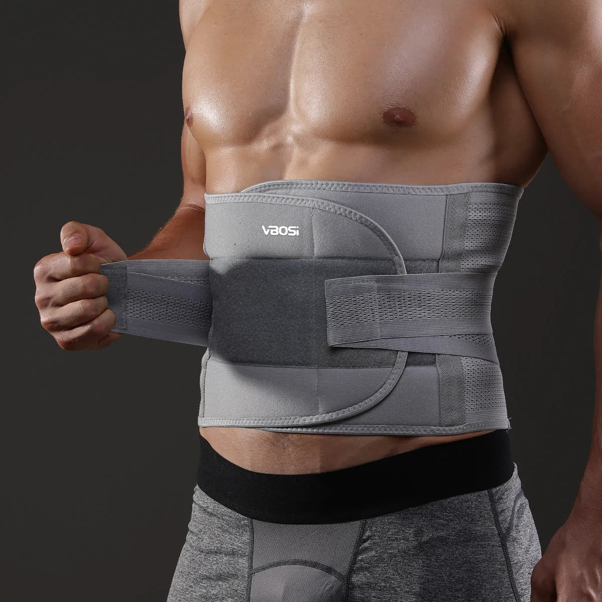 Adjustable waist support belt for outdoor sports in black, gray, and khaki colour options