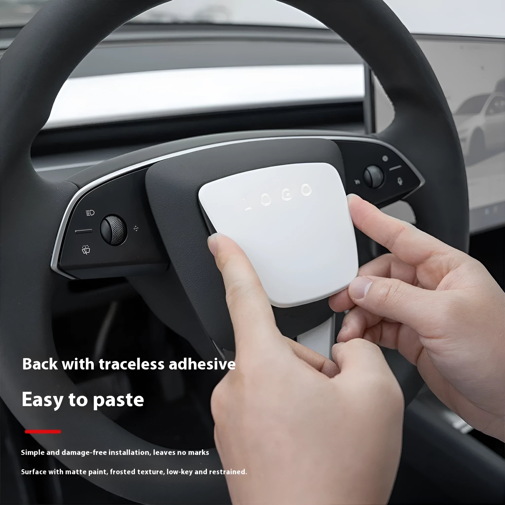 White plastic AB steering wheel protective patch for interior renewal