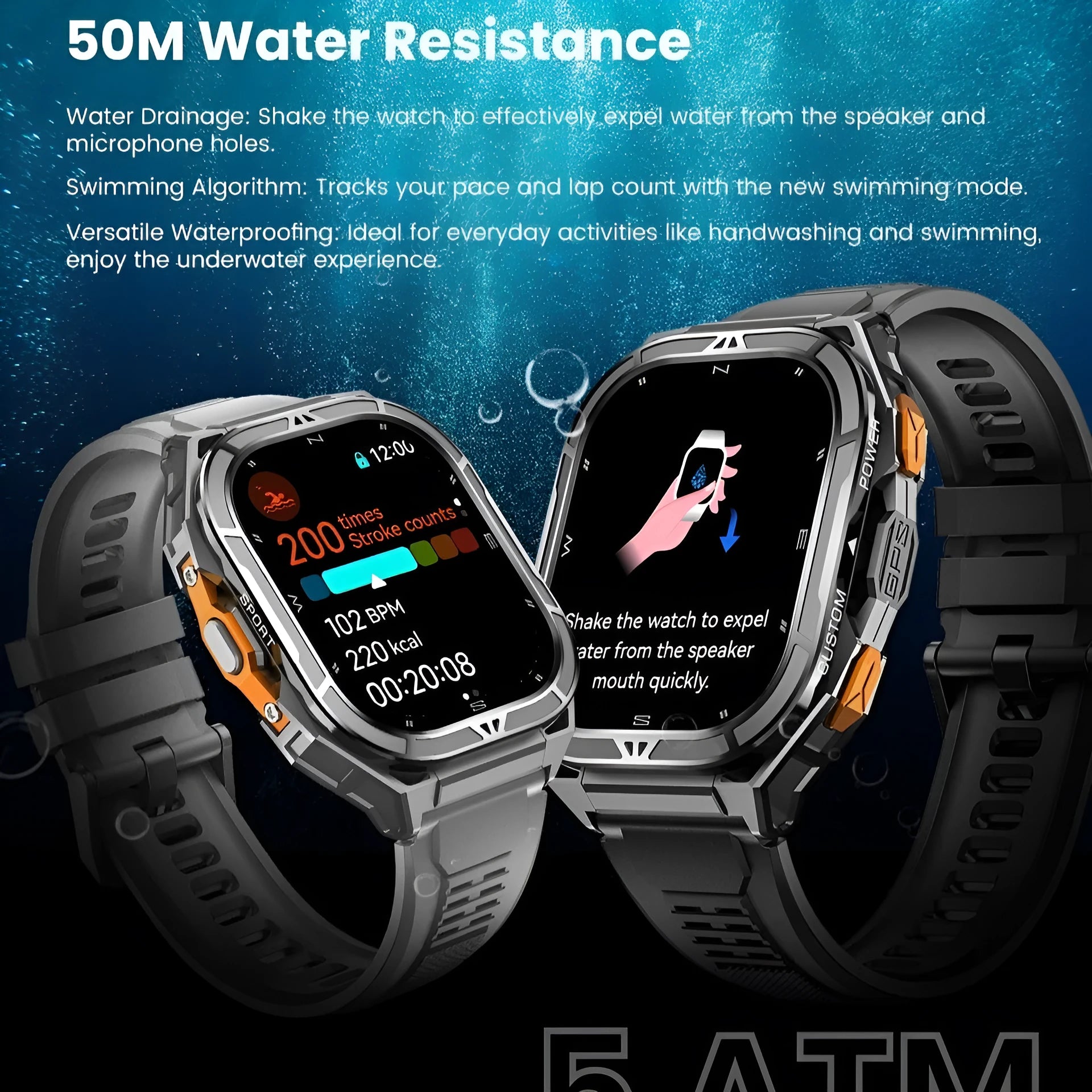 X5 Smart Watch with AMOLED screen, Bluetooth calling, and health monitoring features in black