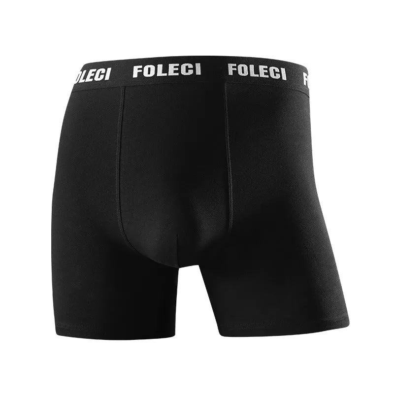 Men's cotton lengthened sports underwear, high waist four-corner boxer in solid dark grey