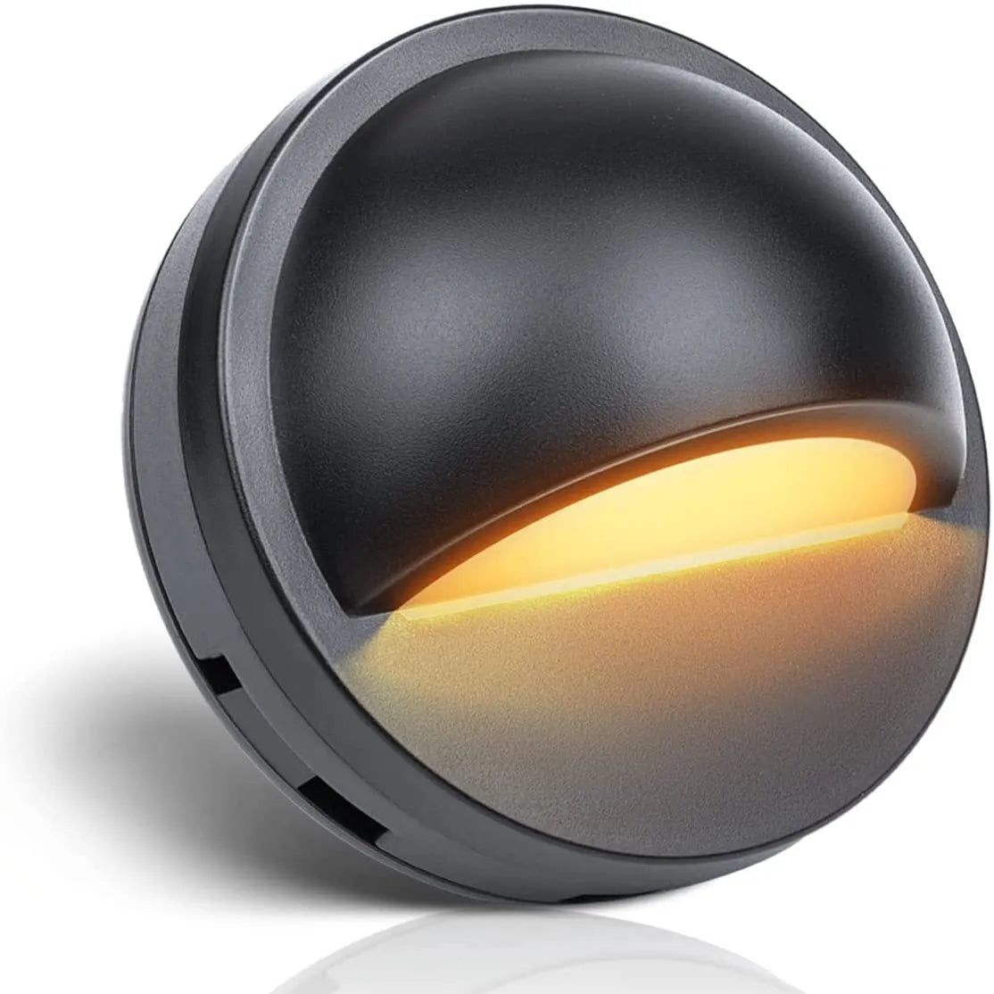 Low voltage outdoor step light for garden paths with platinum finish and compact 96mm x 55mm dimensions
