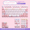 Five-sided sublimation Moa keycap set in sweet cotton candy colour, 112 keys, PBT material, boxed