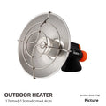 Black and orange mini portable camping stove with automatic ignition on a grassy outdoor surface.