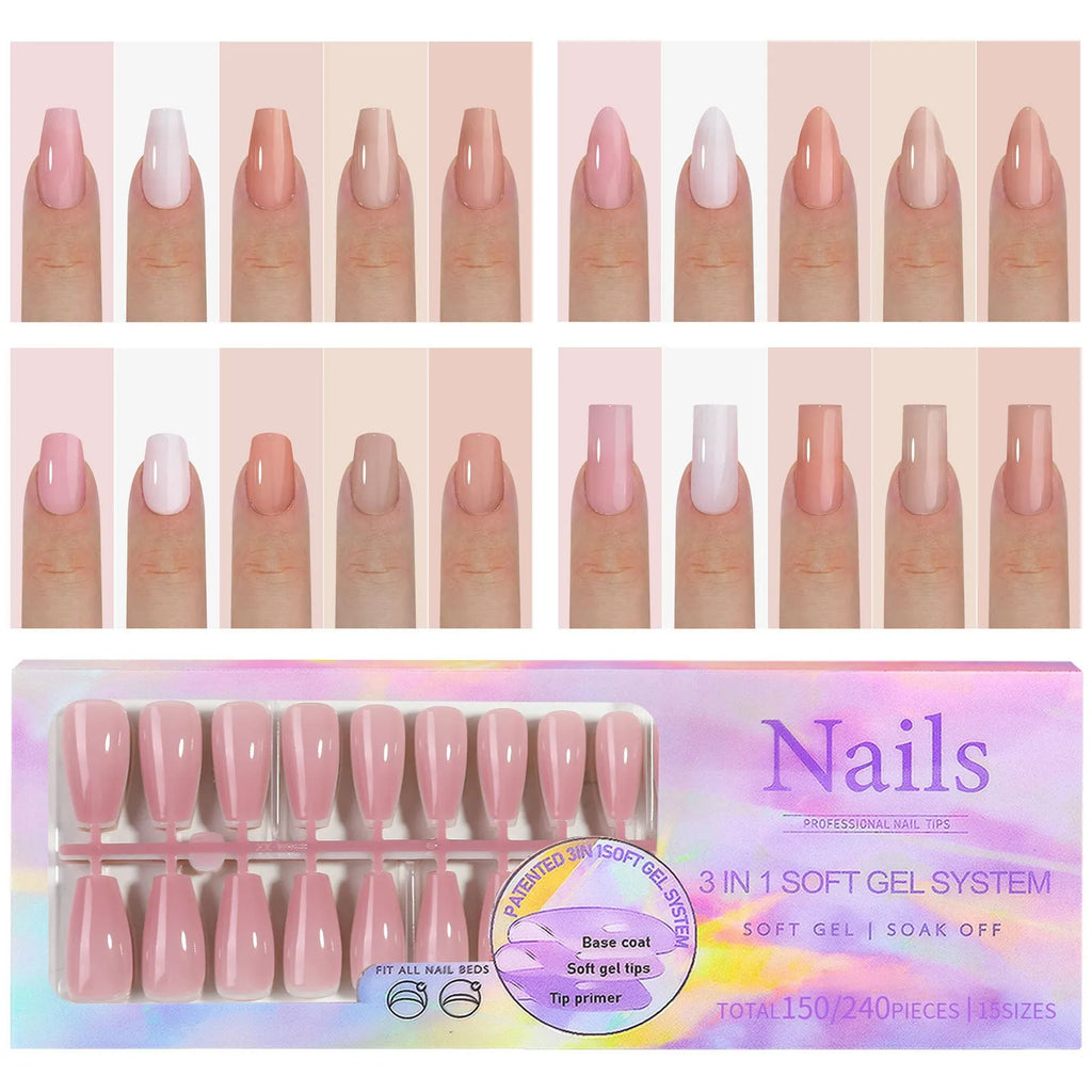 Removable seamless nail stickers in nude colours 01 to 08 for women