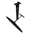 Black carbon fibre racing surfboard hydrofoil with 1051mm front wing for unpowered surfing