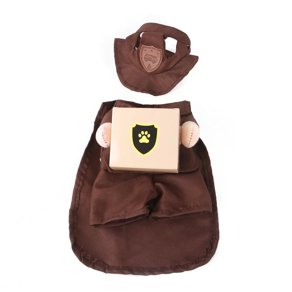 Coffee-coloured polyester pet clothing for outings in sizes S, M, L, and XL