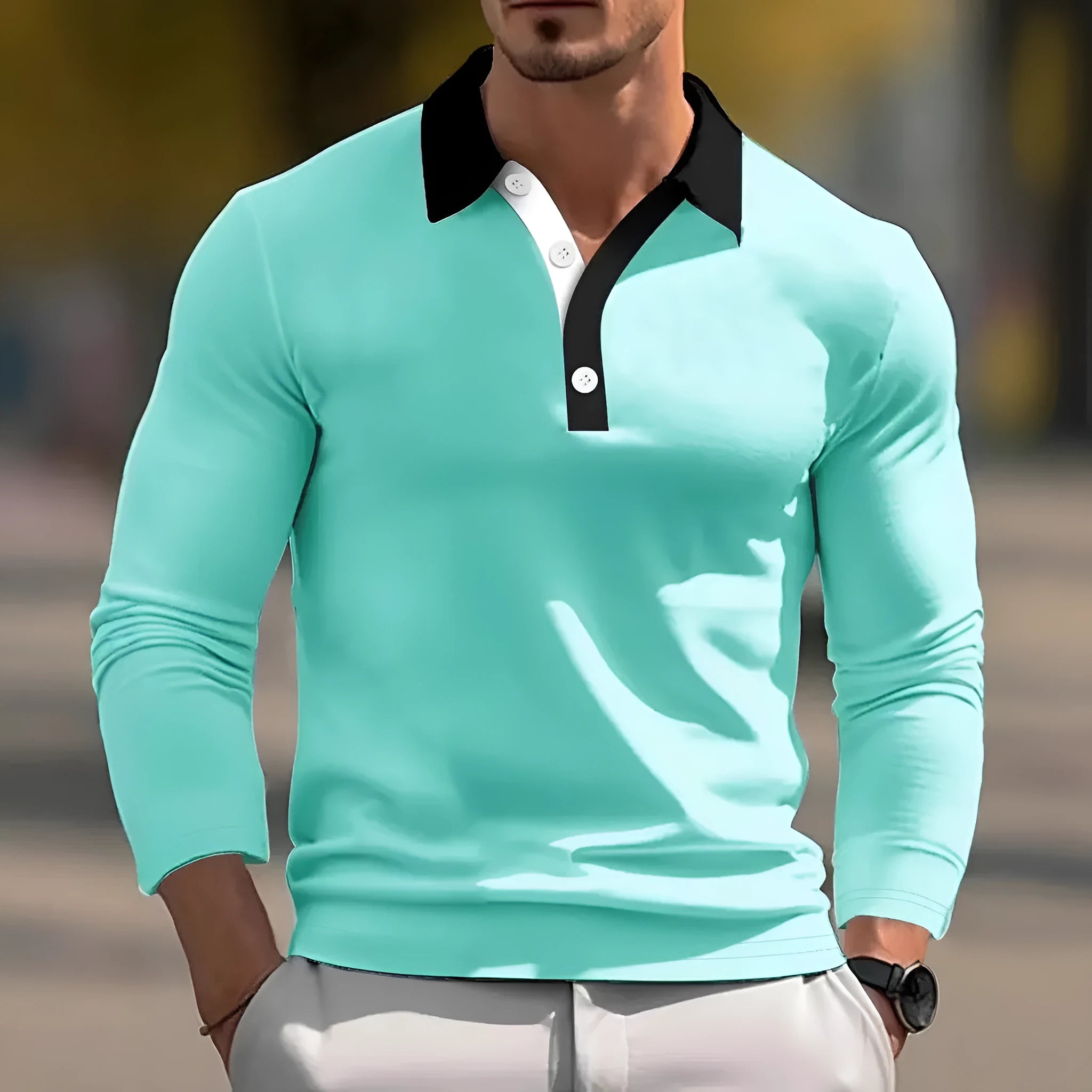 Men's loose fit button-up long sleeve shirt in polyester blend fabric available sizes S to 6XL