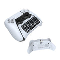 White PS4 Bluetooth chat keyboard attached to a controller, compact ABS design with USB charging cable