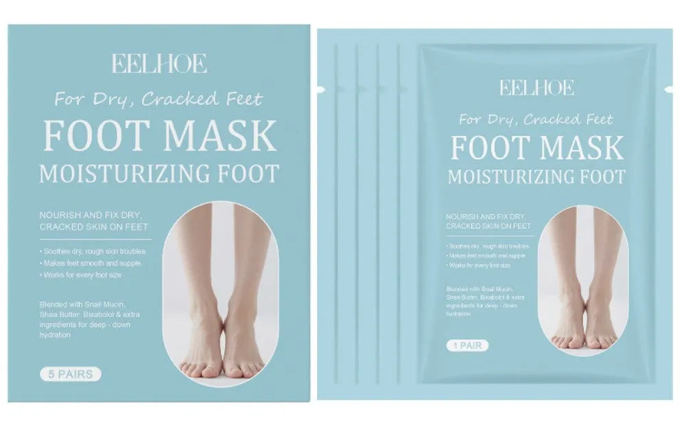 Exfoliating and moisturizing foot mask 5 pairs with snail mucin and shea butter