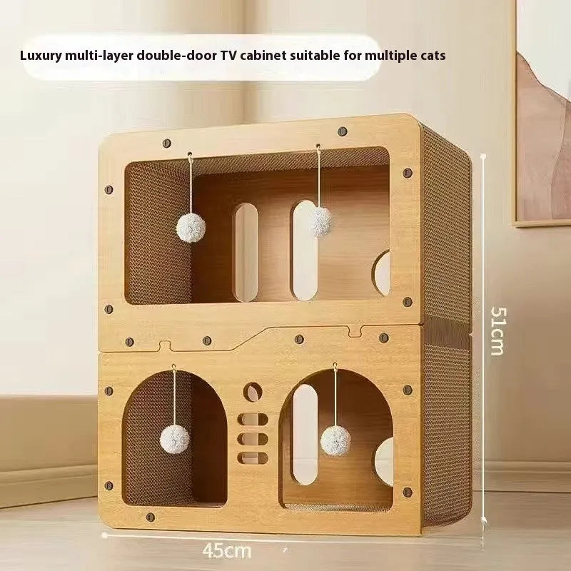 Double layer cat scratching board and nest in a choice of cute styles including owl and cat head.