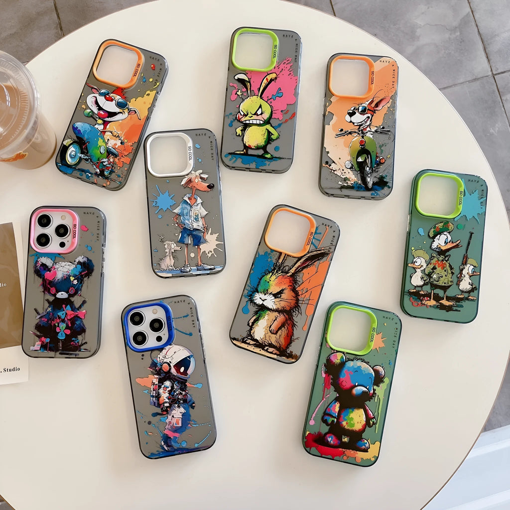 Drop-resistant TPU PC phone case for iPhone featuring an Astronaut colour design with raised edges for screen and lens protection