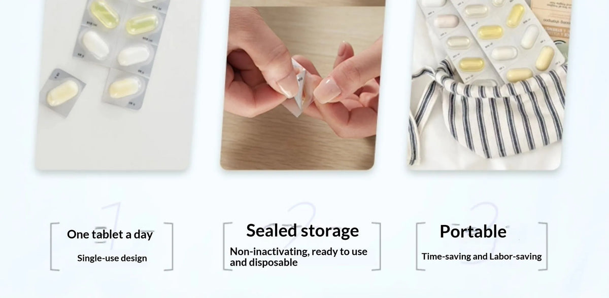 Disposable water emulsion sample travel set with 7 piece trial pack and essential oil for all skin types