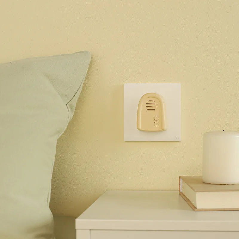 Household wireless plug-in doorbell with self-generating beeper alarm in milky yellow or white colour options