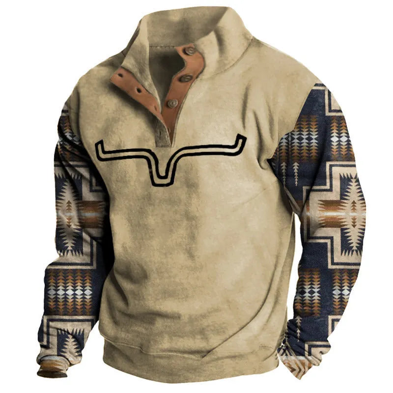 Men's 3D printed casual sweatshirt in polyester, long sleeve pullover, sizes XXS to 6XL