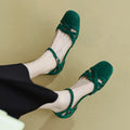 French style retro Roman sandals with buckle fastening in apricot colour showing round toe design