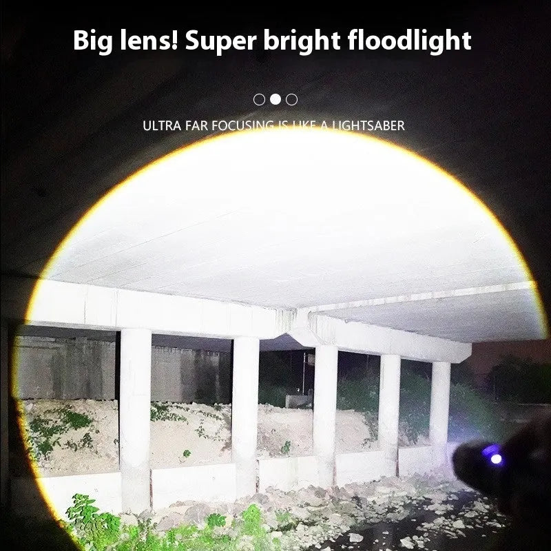 White laser digital display worklight flashlight with LCD screen and 1800mAh battery, portable PVC body