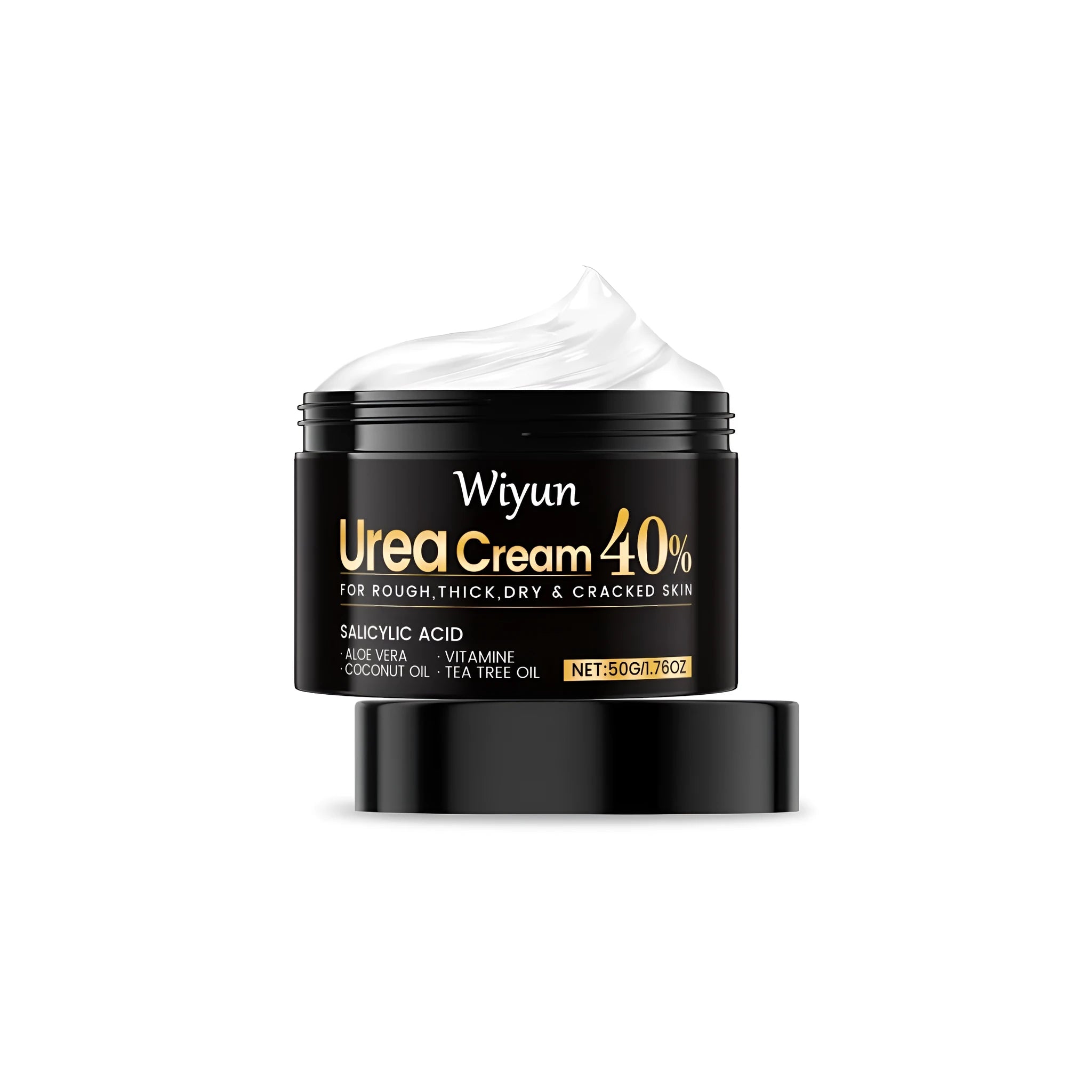 50g jar of urea moisturising cream for hands and feet with 10% urea and salicylic acid.
