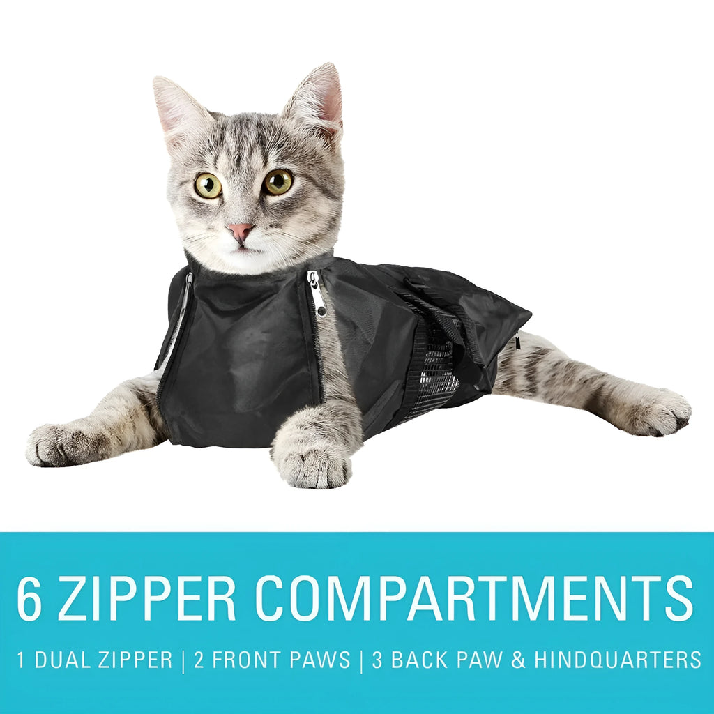 Black cat cleaning bag folds to 10cm with 420D PU Oxford fabric