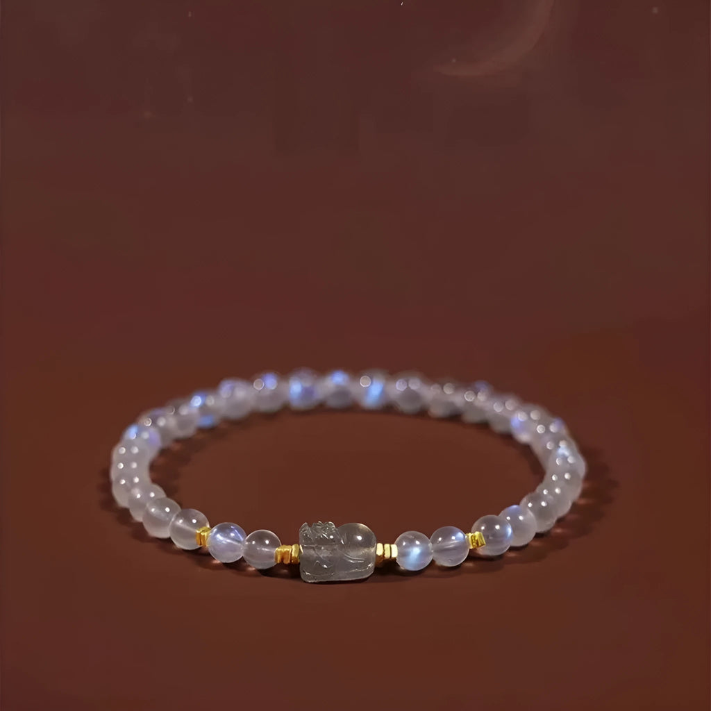 Blue moonstone women's bracelet with animal zodiac modelling in national style design