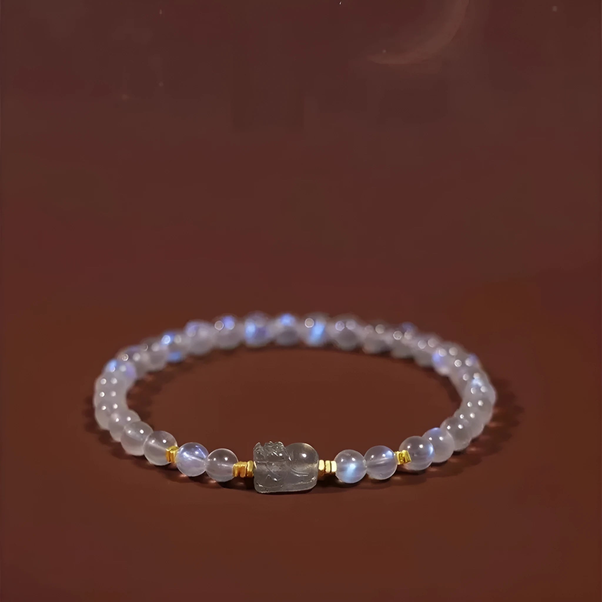 Blue moonstone women's bracelet with animal zodiac modelling in national style design