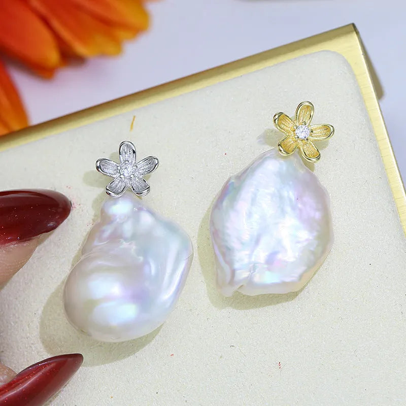 Sterling silver empty pearl holder pendant for water drop and baroque pearls, shown without a pearl