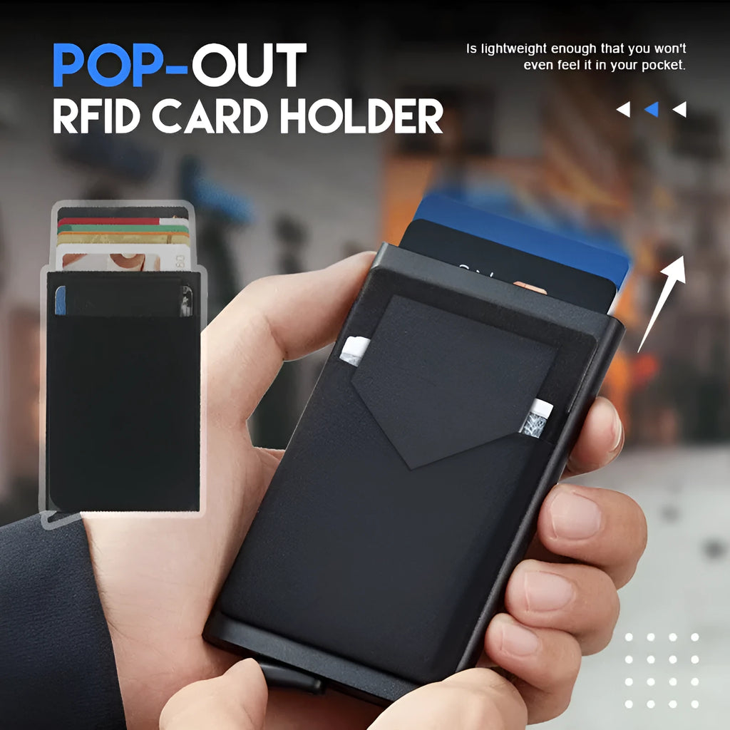 Aluminium alloy credit card holder with frosted finish in multiple colour options showing front view.