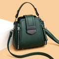 Soft PU leather women's handbag in square vertical design with sewing thread detail