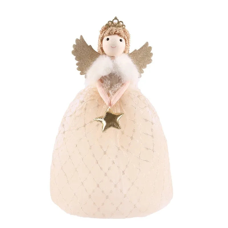 Gold and light grey non-woven fabric angel doll ornaments measuring 26x15cm